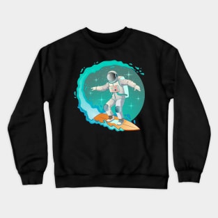 Surfer astronaut on space gift Crewneck Sweatshirt